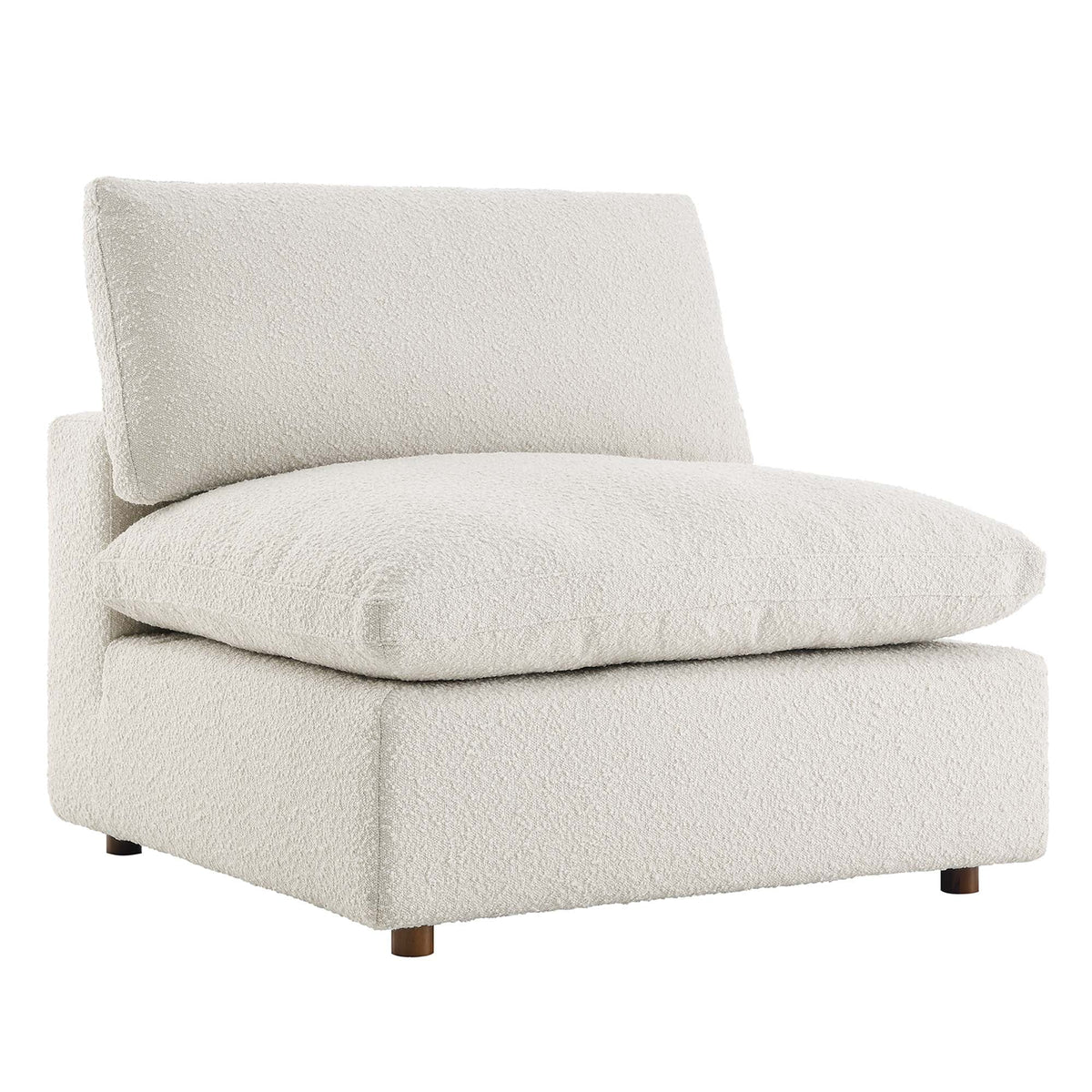 Commix down-filled overstuffed boucle fabric armless chair in cream beige with legs by Modway on Tampa Home & Garden Store