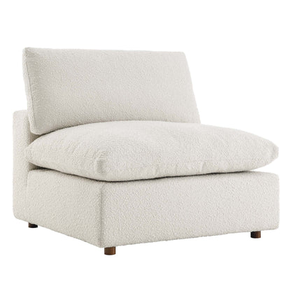Commix down-filled overstuffed boucle fabric armless chair in cream beige with legs by Modway on Tampa Home & Garden Store