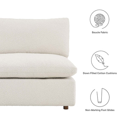 Commix Down Filled Boucle Armless Chair beige fabric for living room by HouseOfZazla on Tampa Home & Garden Store