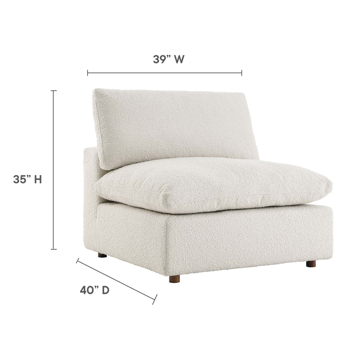 Commix down-filled overstuffed boucle armless chair beige by Modway, living room on Tampa Home & Garden Store