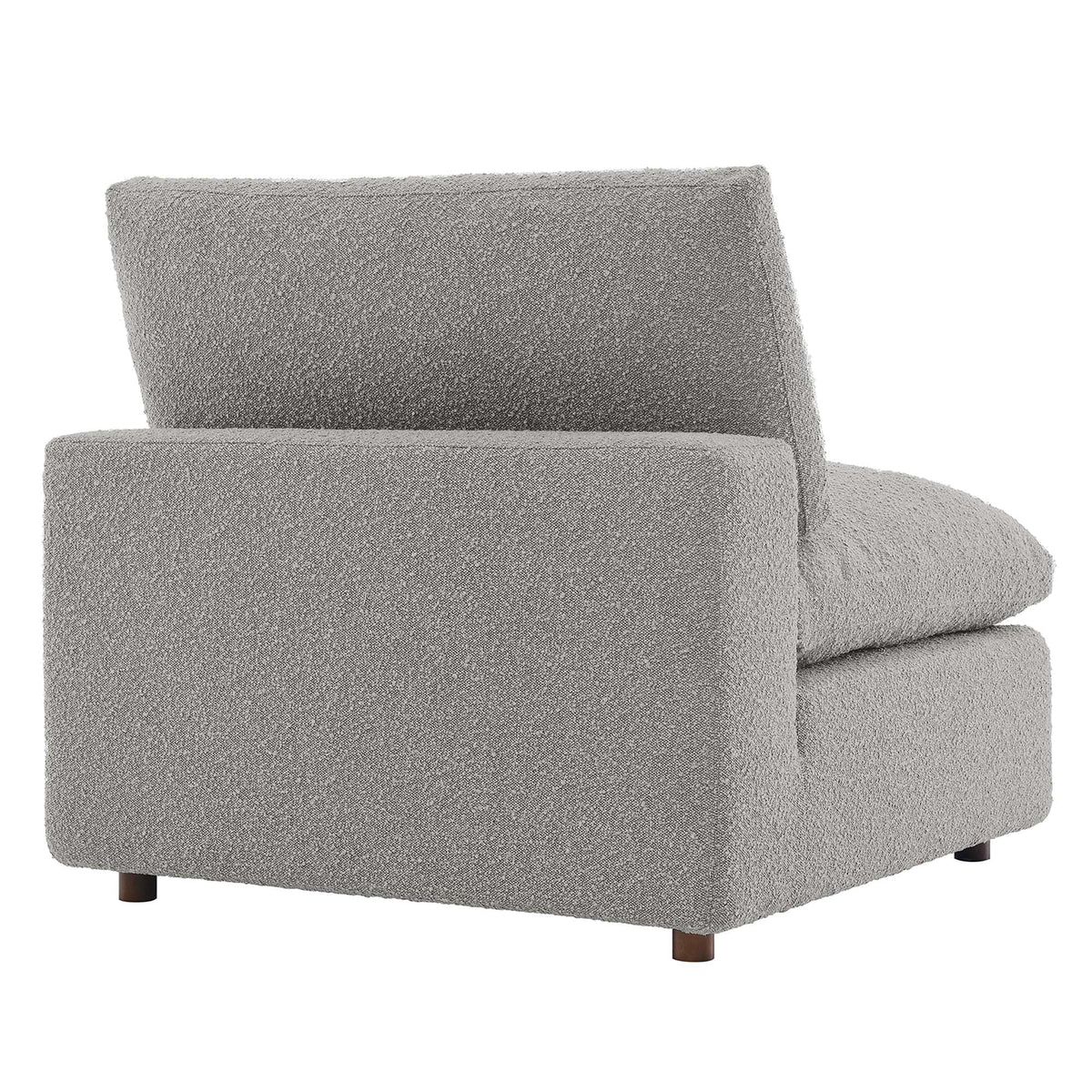 Commix armless chair in gray boucle fabric with wooden legs by Modway on Tampa Home & Garden Store