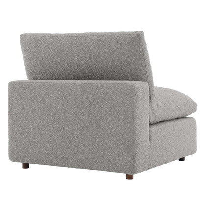 Commix armless chair in gray boucle fabric with wooden legs by Modway on Tampa Home & Garden Store