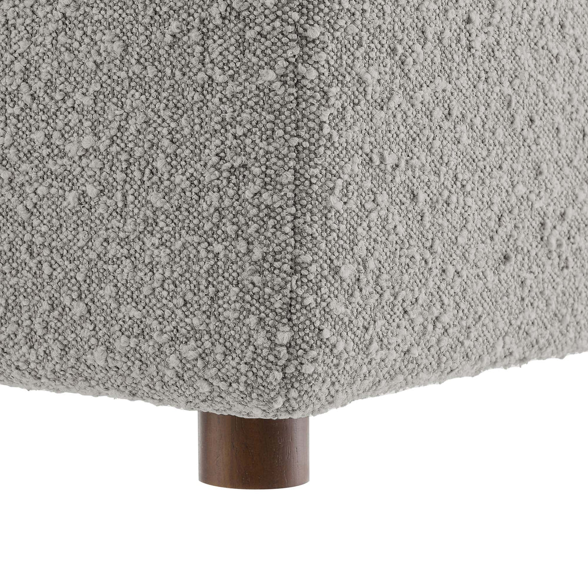Commix down-filled boucle armless chair, gray upholstery with wooden leg by HouseOfZazla on Tampa Home & Garden Store