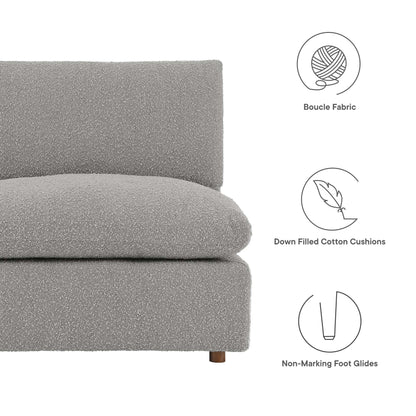 Commix armless chair gray bouclé fabric with down-filled cushions by Modway on Tampa Home & Garden Store