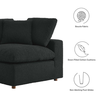 Black boucle fabric corner chair with down-filled cushions for living room by HouseOfZazla on Tampa Home & Garden Store