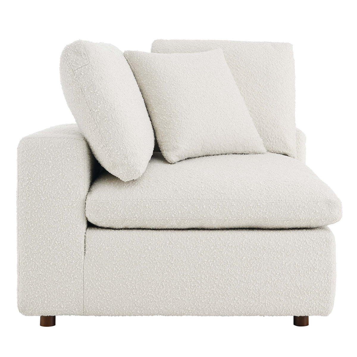 Commix Down Filled Overstuffed Boucle Fabric Corner Chair ivory wood legs by HouseOfZazla on Tampa Home & Garden Store