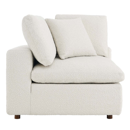 Commix Down Filled Overstuffed Boucle Fabric Corner Chair ivory wood legs by HouseOfZazla on Tampa Home & Garden Store