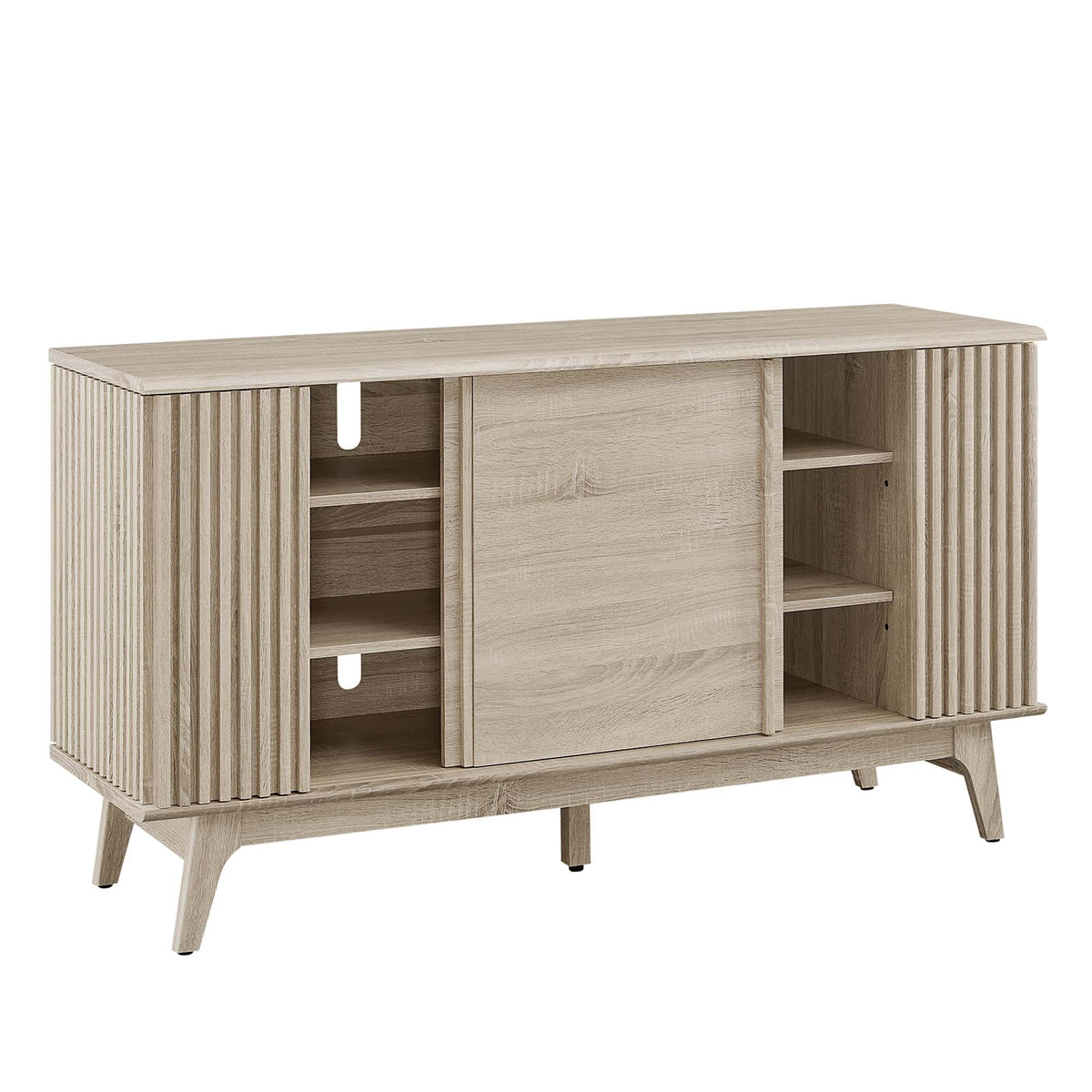 Eudora Sideboard by Modway in light oak with slatted sides and open shelves on Tampa Home & Garden Store