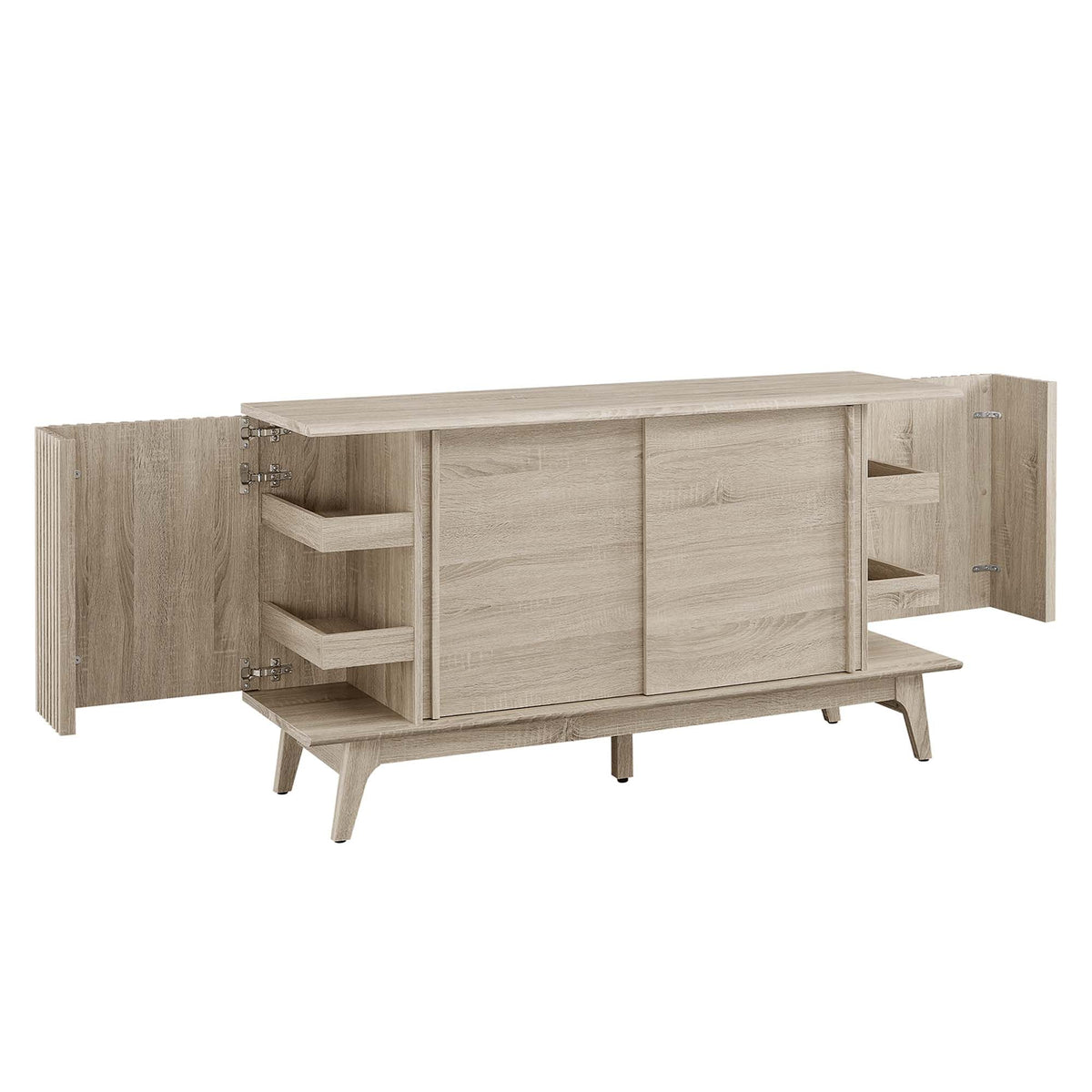 Eudora Sideboard by Modway in light oak with cabinet doors and open shelving on Tampa Home & Garden Store