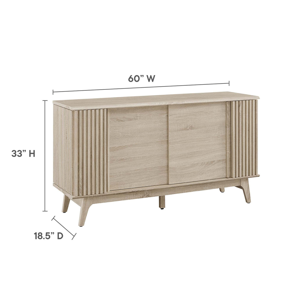 Eudora Sideboard by Modway in light oak with vertical slat sides and mid-century legs on Tampa Home & Garden Store