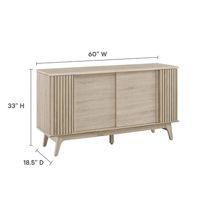 Eudora Sideboard by Modway in light oak with vertical slat sides and mid-century legs on Tampa Home & Garden Store