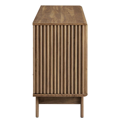 Eudora Sideboard by Modway, natural wood with vertical slats and open lower shelf on Tampa Home & Garden Store