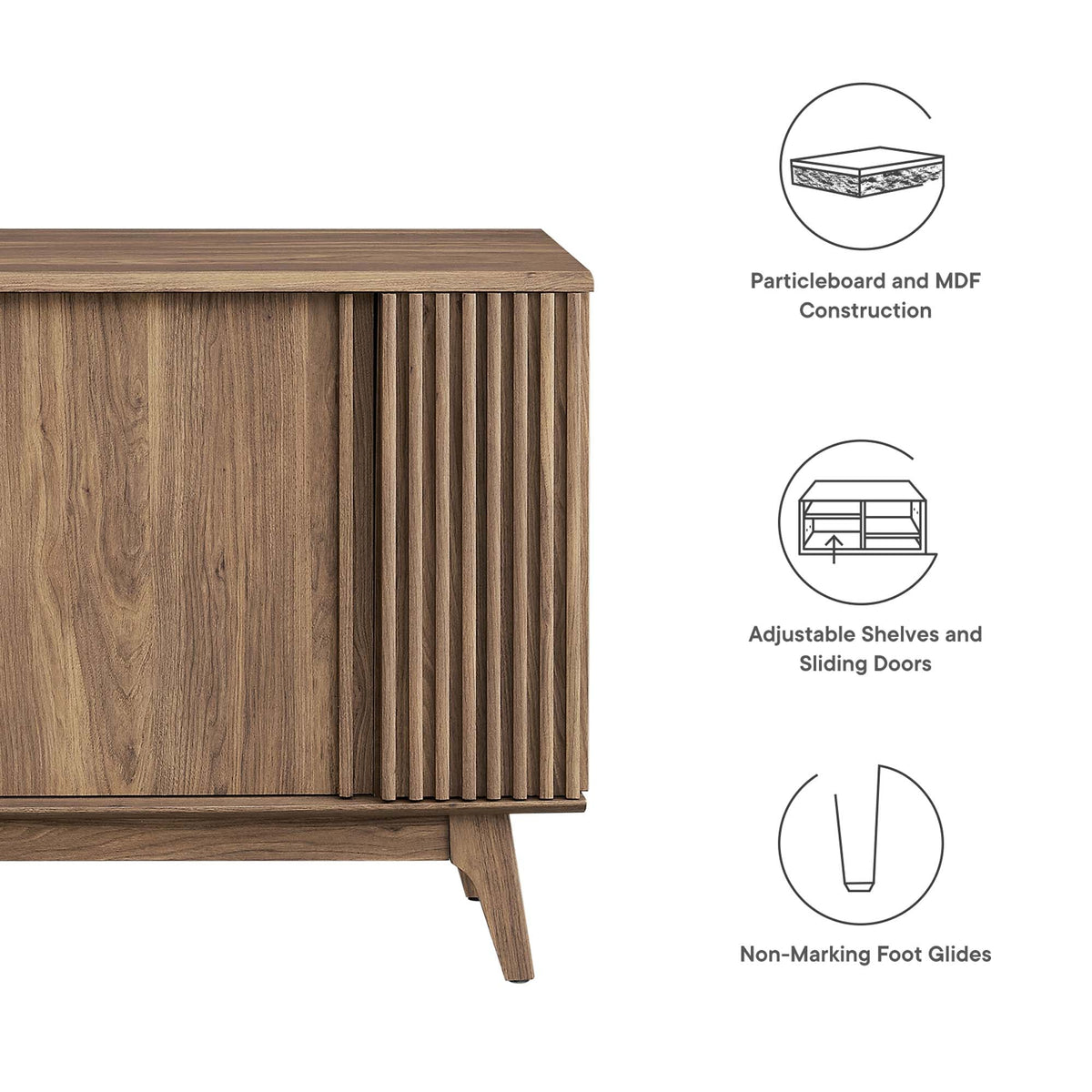 Eudora Sideboard in warm oak with vertical slats, living room storage on Tampa Home & Garden Store