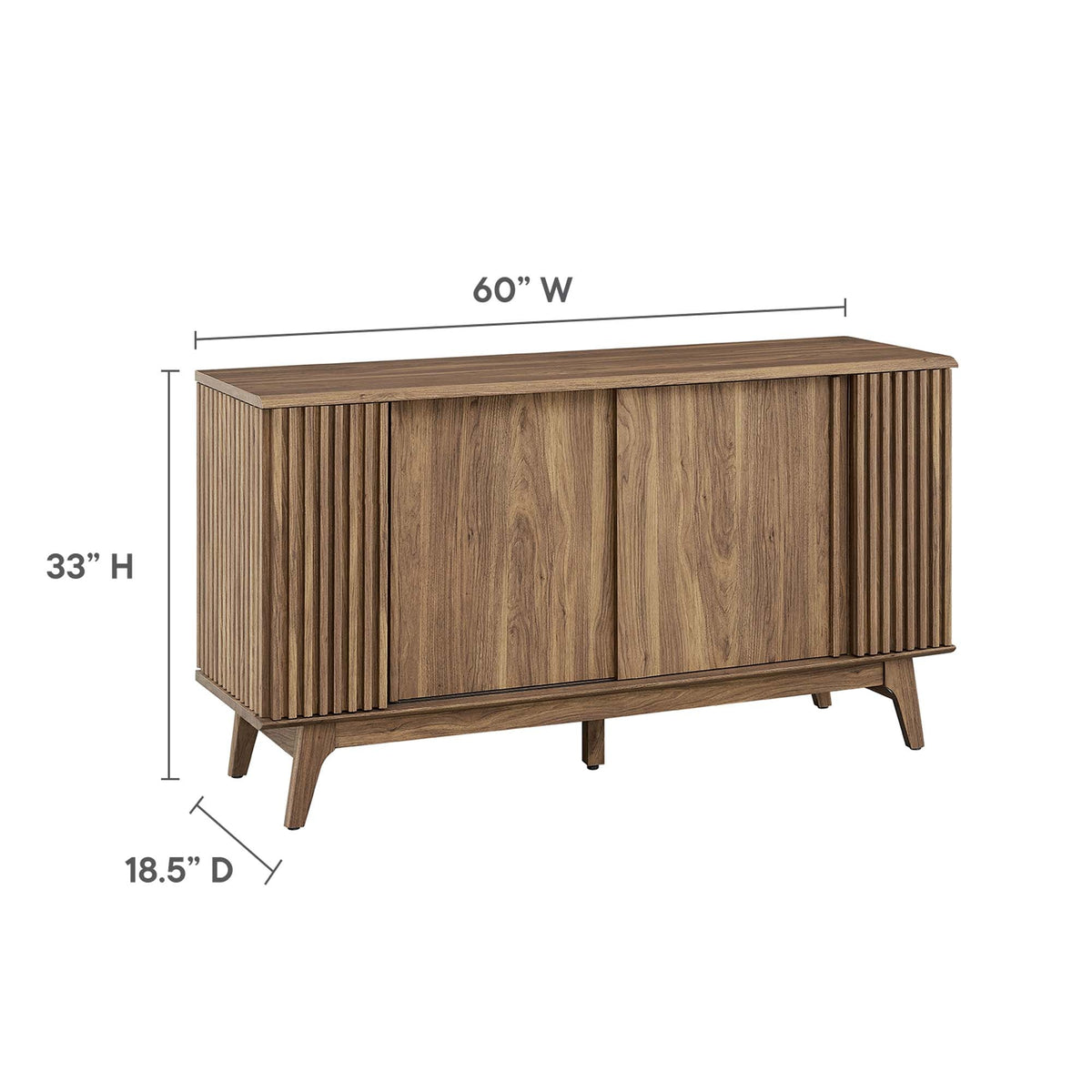 Eudora Sideboard by Modway in natural wood with vertical slat doors and angled legs on Tampa Home & Garden Store