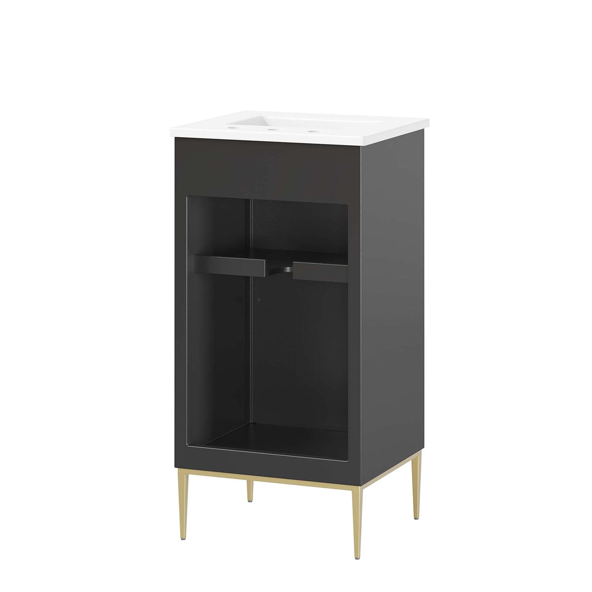 Awaken bathroom vanity by Modway, black cabinet with white countertop and gold legs on Tampa Home & Garden Store