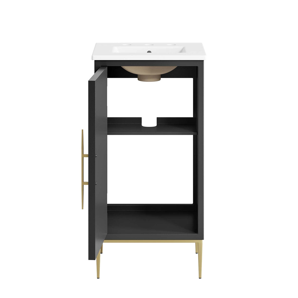 Awaken bathroom vanity by Modway with white countertop and black metal frame on Tampa Home & Garden Store