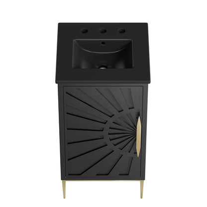 Awaken Bathroom Vanity by Modway, black cabinet with sunburst drawer front and gold legs on Tampa Home & Garden Store