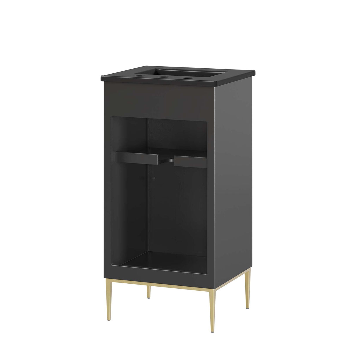 Awaken Bathroom Vanity by Modway, black finish with gold legs and open lower shelf on Tampa Home & Garden Store