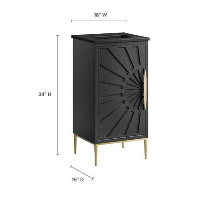Awaken bathroom vanity Modway, black cabinet with sunburst door and gold legs, 18W x 34H x 15D on Tampa Home & Garden Store