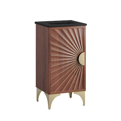 Daylight bathroom vanity by Modway, wood cabinet with sunburst door and black countertop on Tampa Home & Garden Store