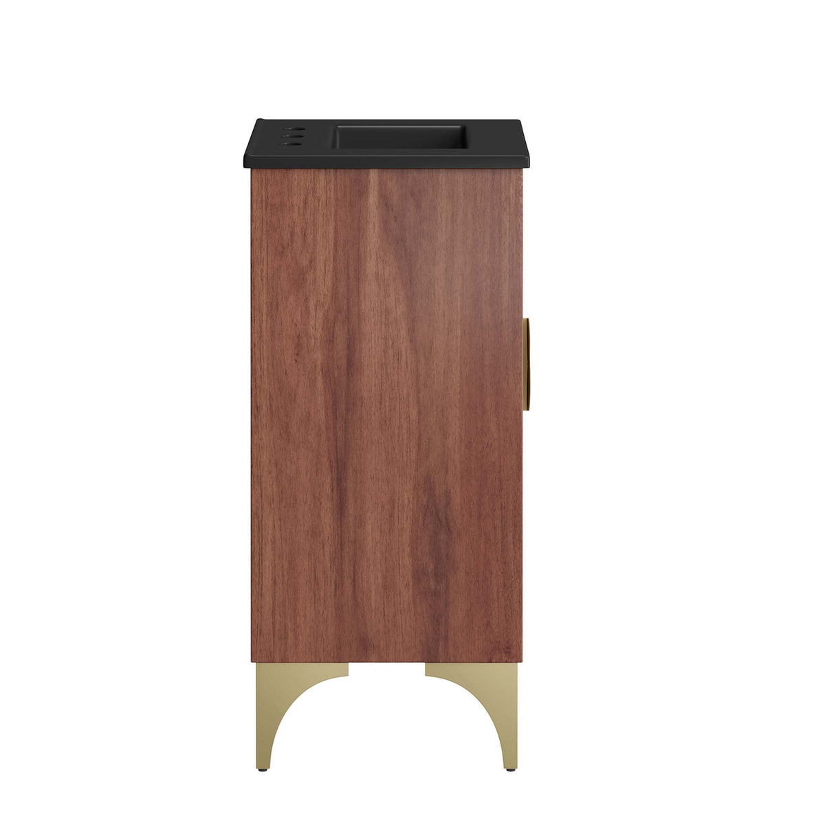 Daylight bathroom vanity by Modway, dark wood cabinet with black countertop and brass legs on Tampa Home & Garden Store