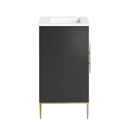 Awaken bathroom vanity Modway white top sink on dark cabinet, gold legs HouseOfZazla on Tampa Home & Garden Store