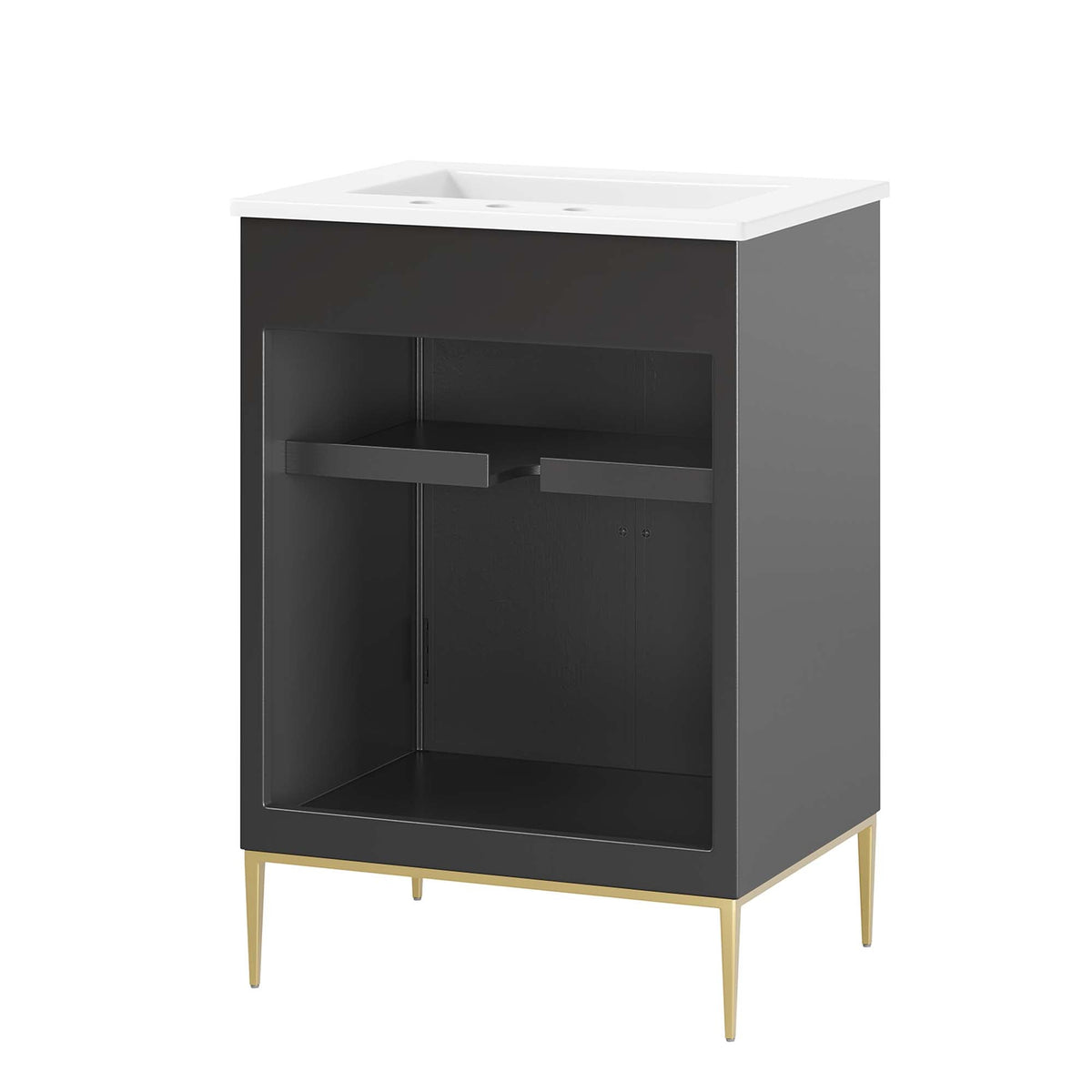 Awaken Bathroom Vanity by Modway, black cabinet with white countertop and gold legs on Tampa Home & Garden Store