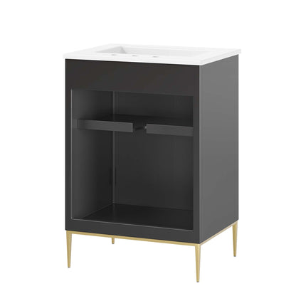 Awaken Bathroom Vanity by Modway, black cabinet with white countertop and gold legs on Tampa Home & Garden Store