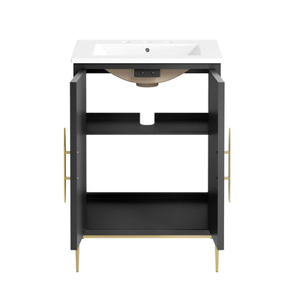 Awaken Bathroom Vanity by Modway white countertop sink on black metal frame with gold legs on Tampa Home & Garden Store