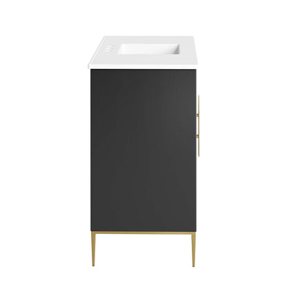 Awaken bathroom vanity by Modway, black cabinet with white top, gold legs HouseOfZazla on Tampa Home & Garden Store