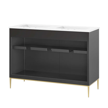 Awaken bathroom vanity by Modway, black cabinet with white countertop and gold legs on Tampa Home & Garden Store