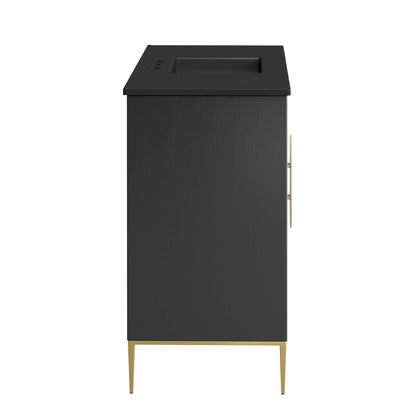 Awaken bathroom vanity by Modway, dark charcoal cabinet with black top and gold legs on Tampa Home & Garden Store
