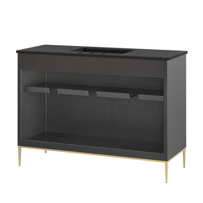 Awaken bathroom vanity by Modway, dark black cabinet with gold slim legs, sink cutout on Tampa Home & Garden Store