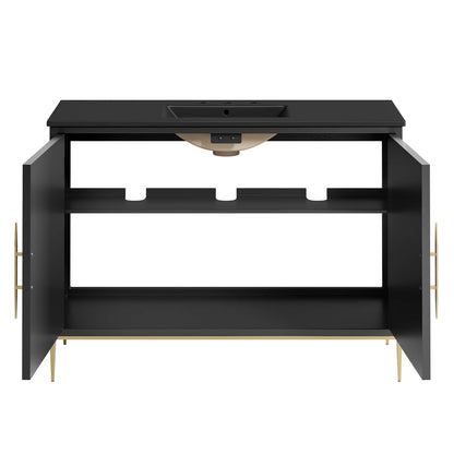 Awaken Bathroom Vanity by Modway, black metal frame with gold legs, HouseOfZazla suite on Tampa Home & Garden Store