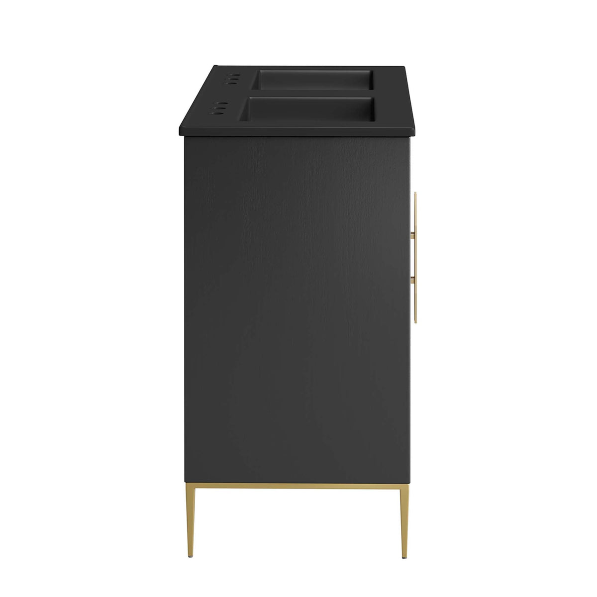 Awaken double sink bathroom vanity by Modway black with two recessed basins and gold legs on Tampa Home & Garden Store
