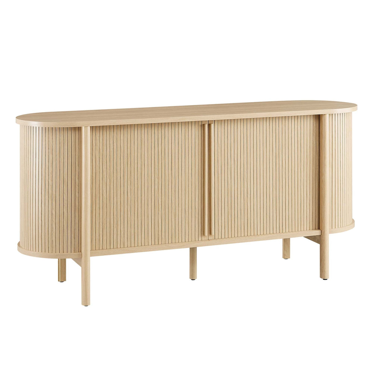 Cadence 63in curved sideboard natural wood with vertical slats by HouseOfZazla on Tampa Home & Garden Store