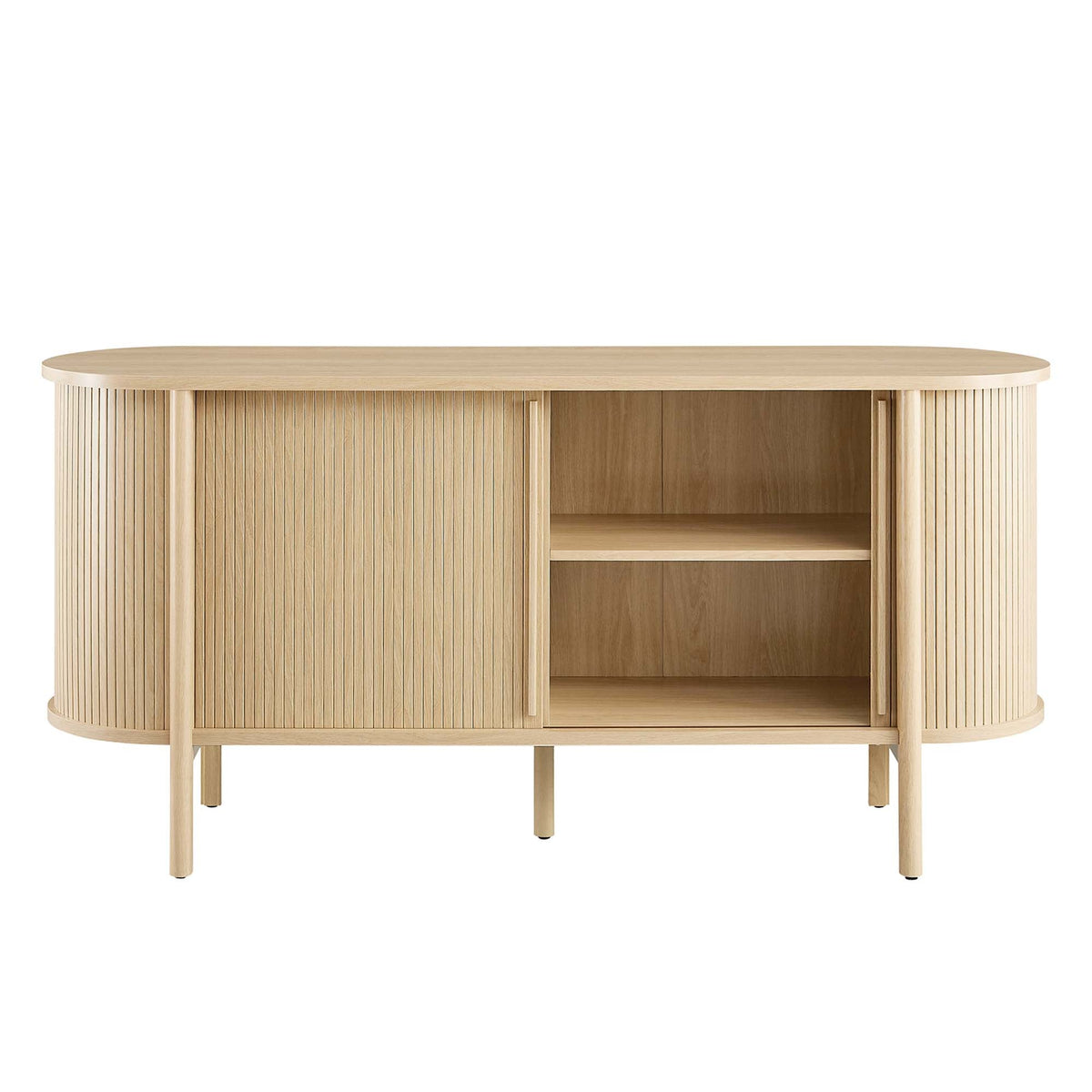 Cadence 63-inch curved sideboard in natural oak with vertical slats by HouseOfZazla on Tampa Home & Garden Store