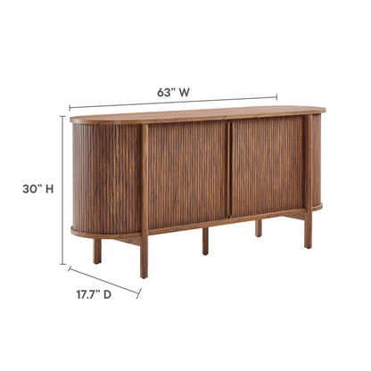 Cadence 63in Curved Sideboard with slat-front wood, 63in W HouseOfZazla on Tampa Home & Garden Store