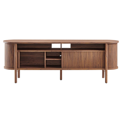 Cadence 71in curved TV stand by Modway, wood veneer console with vertical slat details on Tampa Home & Garden Store