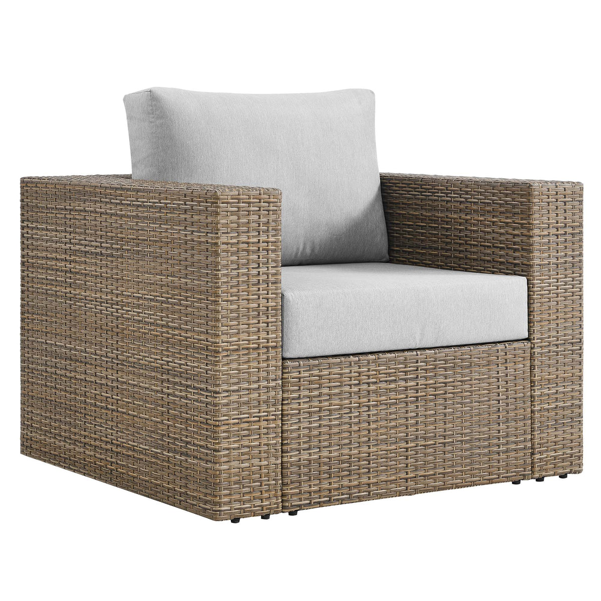 Convene 3-Piece Outdoor Patio Sofa Set brown wicker with light gray cushions on Tampa Home & Garden Store