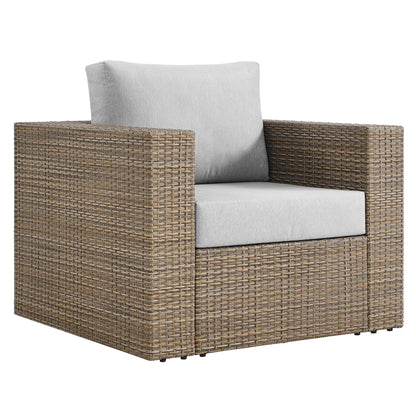 Convene 3-Piece Outdoor Patio Sofa Set brown wicker with light gray cushions on Tampa Home & Garden Store