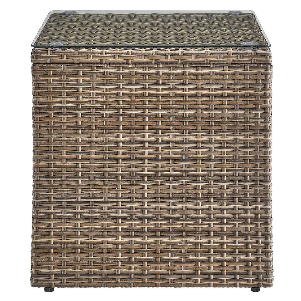 Convene outdoor wicker glass-top coffee table brown tones HouseOfZazla on Tampa Home & Garden Store