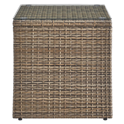 Convene outdoor wicker glass-top coffee table brown tones HouseOfZazla on Tampa Home & Garden Store