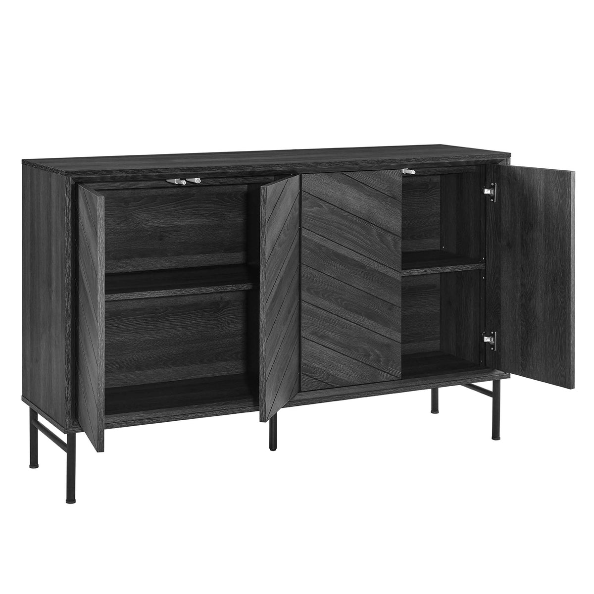 Harper Chevron Sideboard by Modway, black chevron veneer buffet with slim metal legs on Tampa Home & Garden Store