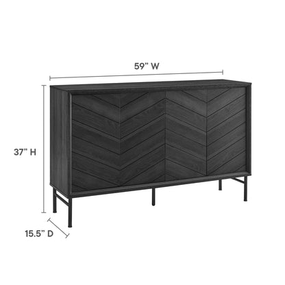 Harper Chevron Sideboard by Modway dark wood with chevron doors on slender metal legs on Tampa Home & Garden Store