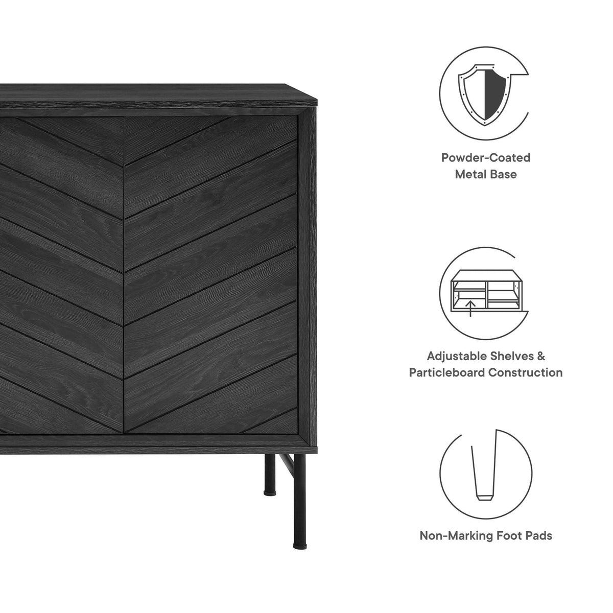 Harper Chevron Sideboard by Modway, black chevron-front buffet with powder-coated metal base on Tampa Home & Garden Store
