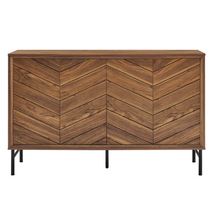 Harper Chevron Sideboard by Modway, walnut wood with chevron doors and black metal legs on Tampa Home & Garden Store