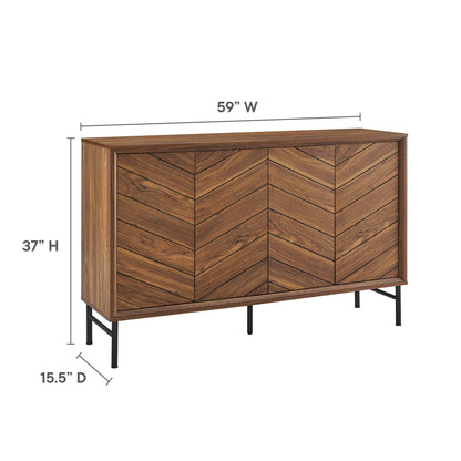 Harper Chevron Sideboard with chevron wood veneer doors, 59in wide, 37in high, 15.5in deep on Tampa Home & Garden Store