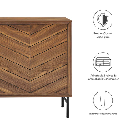 Harper Chevron Sideboard by Modway, wood veneer chevron fronts, finish, powder-coated metal base on Tampa Home & Garden Store