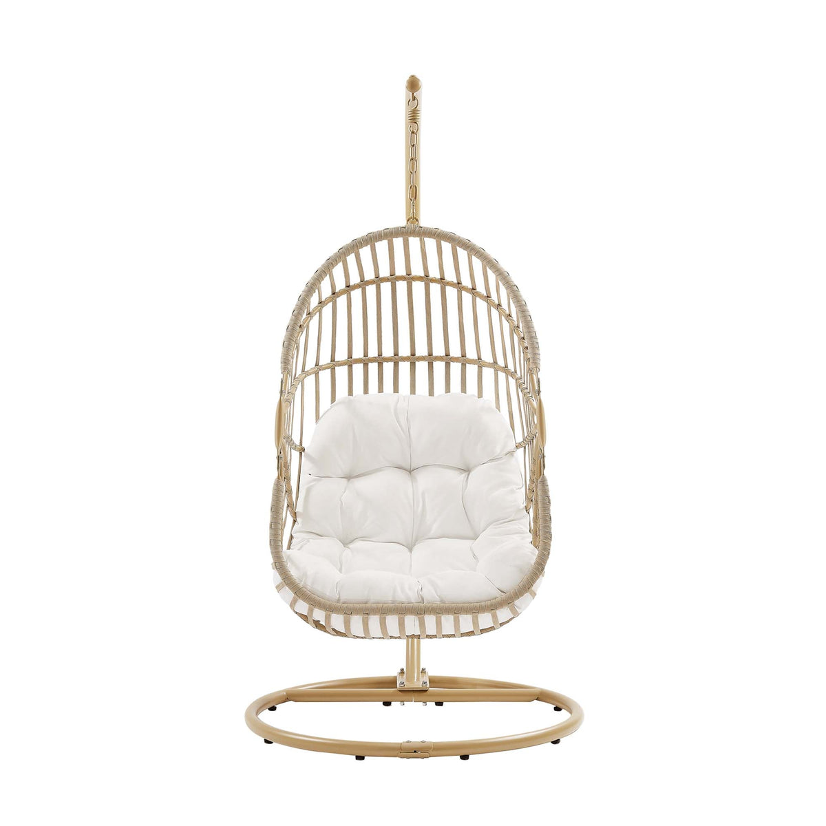 Amalie Wicker Rattan Outdoor Swing Chair by Modway natural beige wicker with cushioned seat on Tampa Home & Garden Store